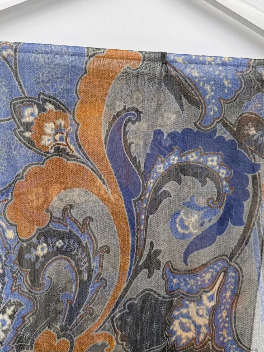 Unbranded Paisley Scarf Accessory Lightweight Chiffon Blue Orange Boho